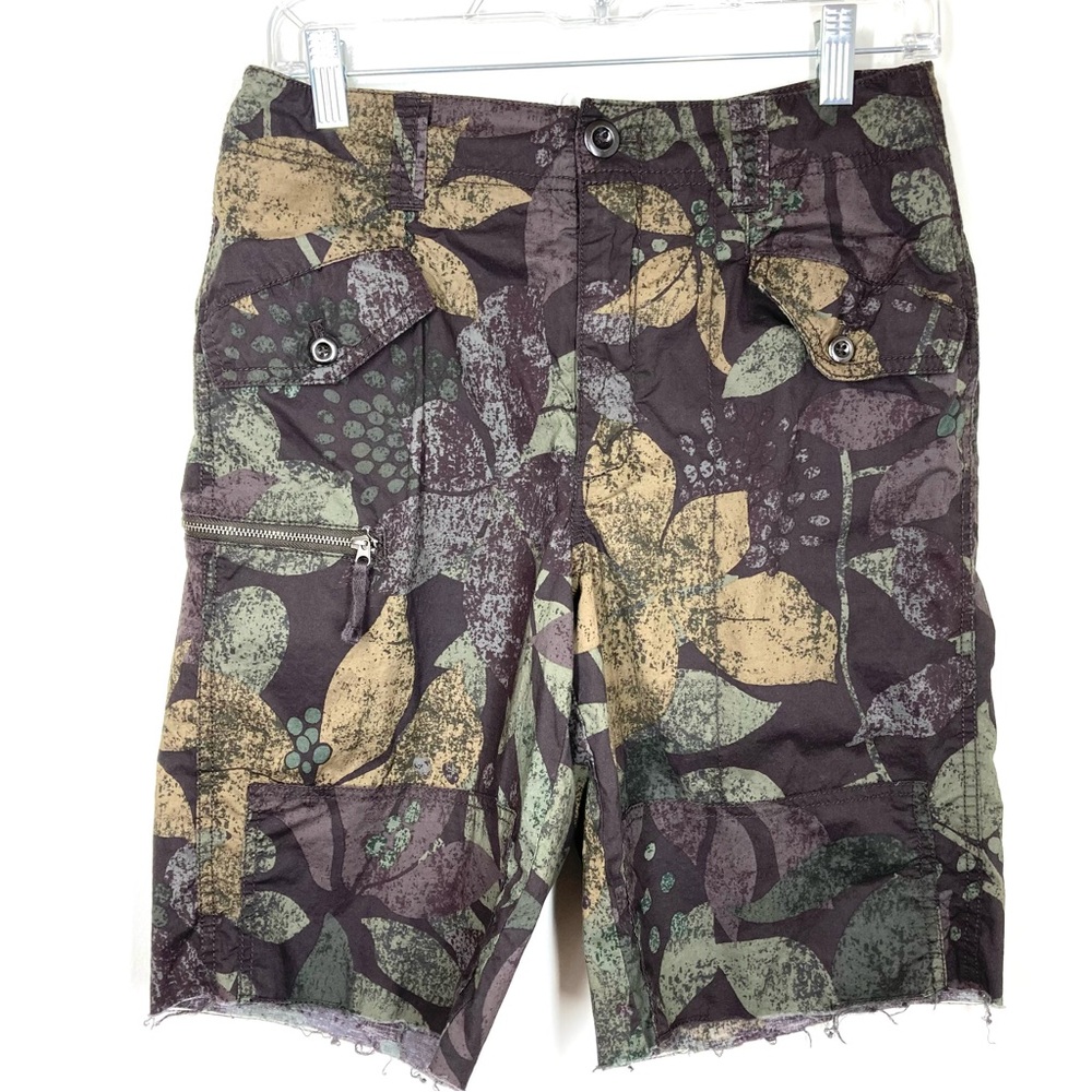 Anthropologie Floral Cargo Shorts Ripley Moss Cut Off 27 Cotton - Picture 2 of 13